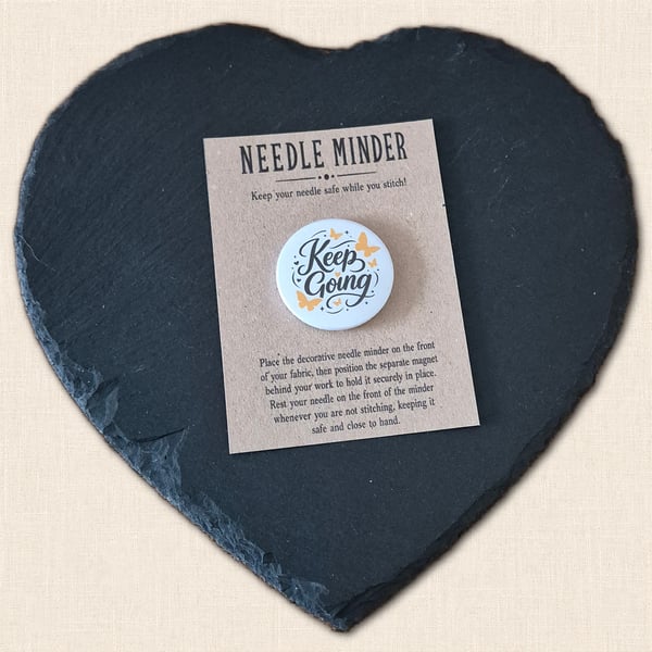 Keep Going Needle Minder - Positive Cross Stitch Accessory