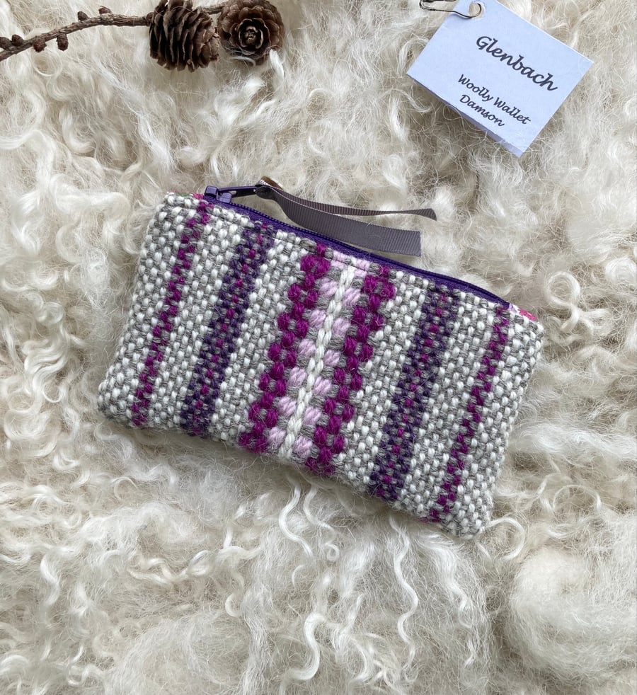 Woolly Wallet - Damson. Handwoven in Wales
