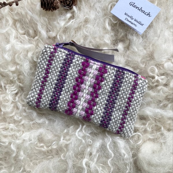 Woolly Wallet - Damson. Handwoven in Wales