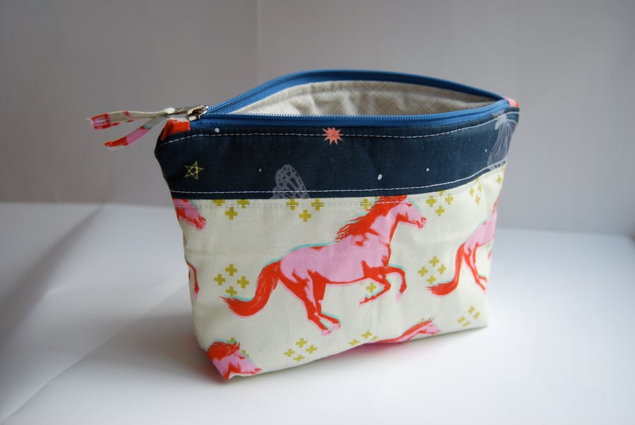 Patterned zipped handmade pouch - Reserved for Marion