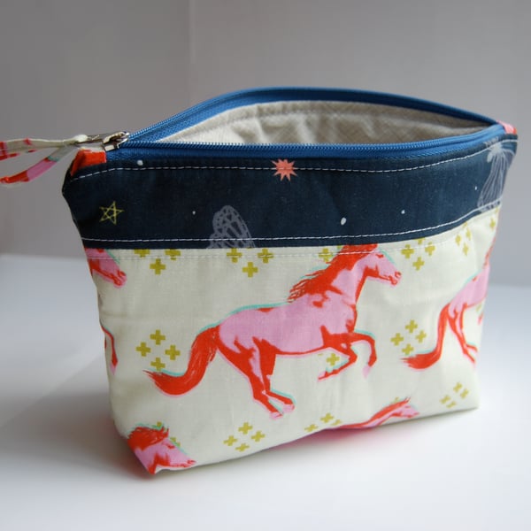 Patterned zipped handmade pouch - Reserved for Marion