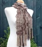 Crochet Stripey Scarf in Mahogany Brown - Image 8