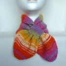 Ladies Hand Knitted Bow Tie Style, Miss Marple Scarf, Neck Warmer with SPARKLES