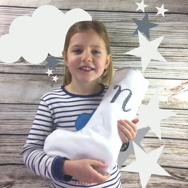 Custom Christmas Stocking- Letter white silver decoration, Personalized Monogram