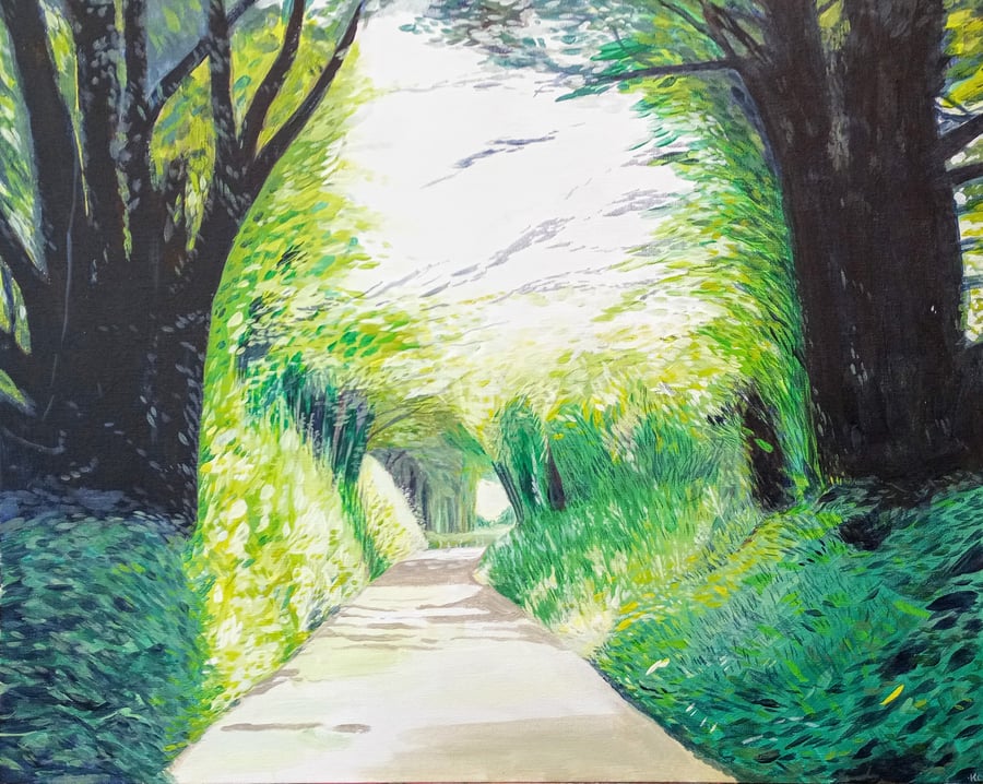 Bright Lane - Original Acrylic Painting on Canvas Board