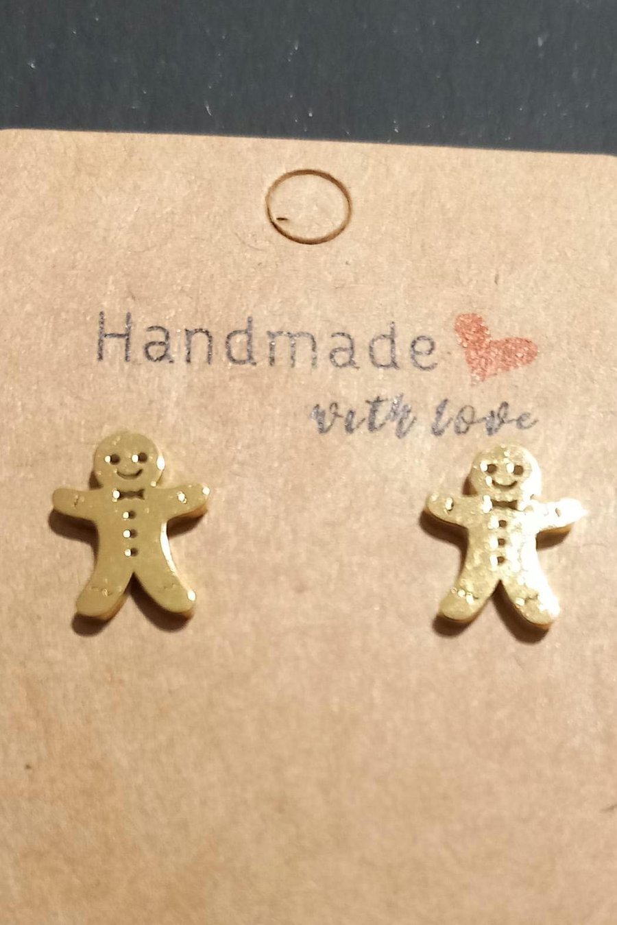 Christmas gingerbread man pushback earrings OOAK
