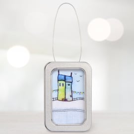 Little 3D seaside houses, seaside ornamet, coastal gift