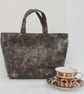 Felted Handbag - grey with beaded flowers - Image 1