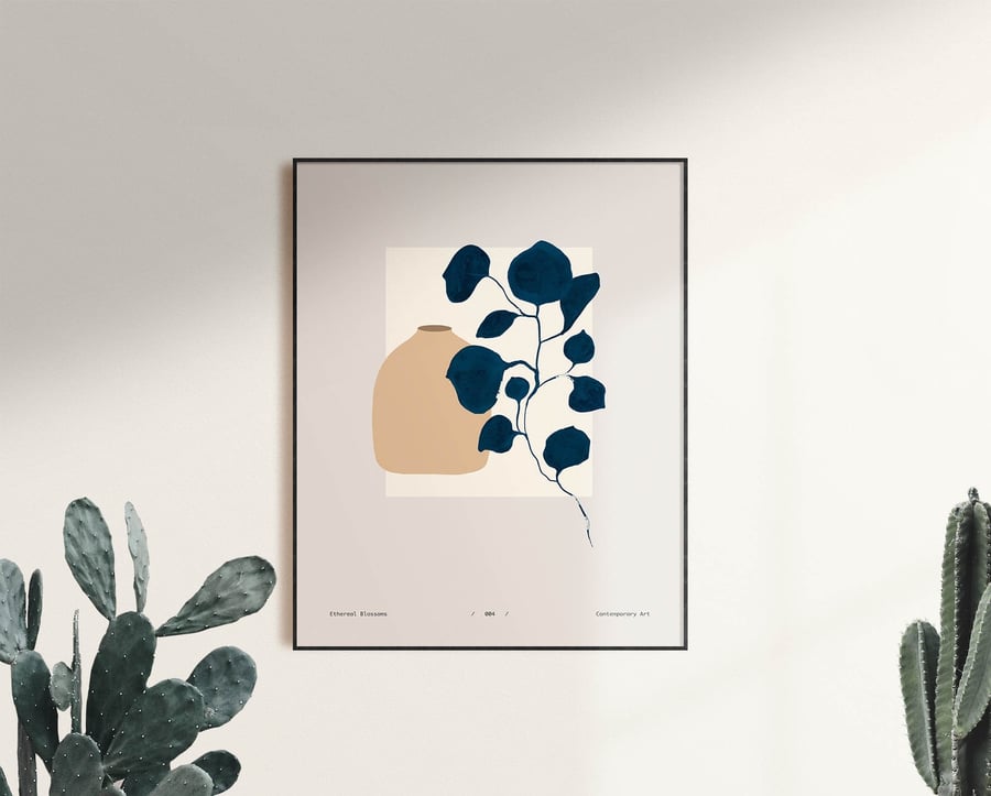 Leaf and Vase Print, Boho Home Decor