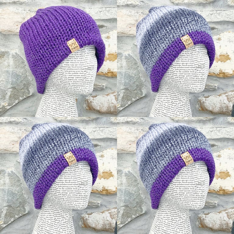 Reflective Hat. Reversible Hat. Knitted Hat. Woolly Hat. Beanie With Sparkles.
