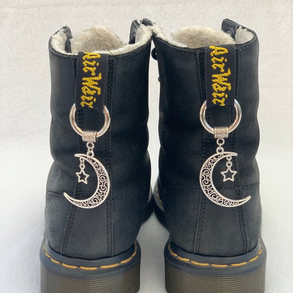 Crescent Moon & Star Dr Martens Charms - Alt Boot Accessories - Doc Tag Charm-DM