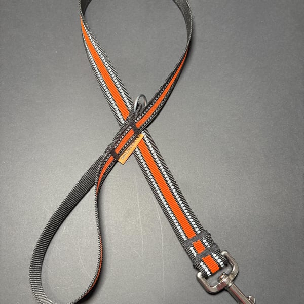 Reflective Dog Lead Blaze Orange with Stainless Steel Hardware