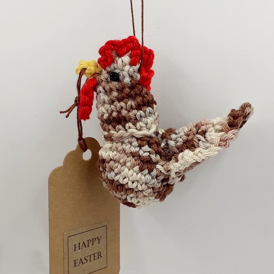 Crochet Hen Hanging Decoration. Alternative to a Greetings Card