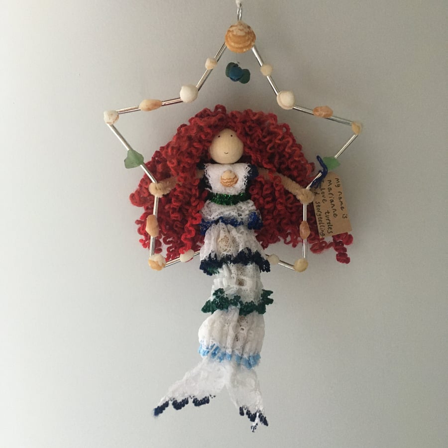 Mermaid In A Star Decoration, Blue, Sea Themed Decoration 