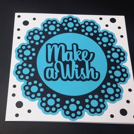 Make a Wish Greeting Card - Blue and Black