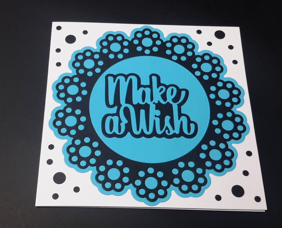 Make a Wish Greeting Card - Blue and Black