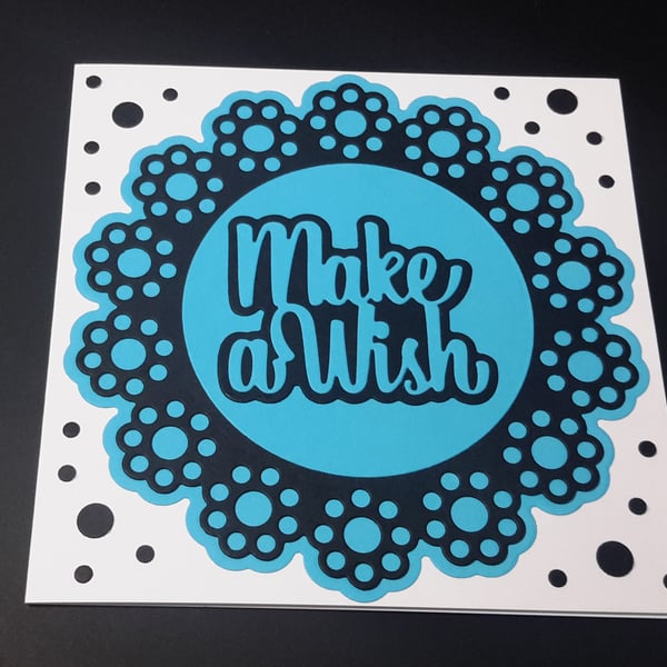 Make a Wish Greeting Card - Blue and Black