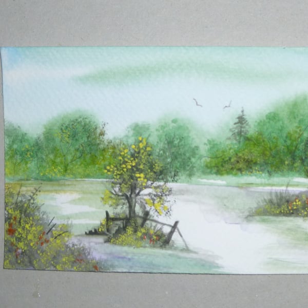 small watercolour original art painting ( ref FA 532 C2 )