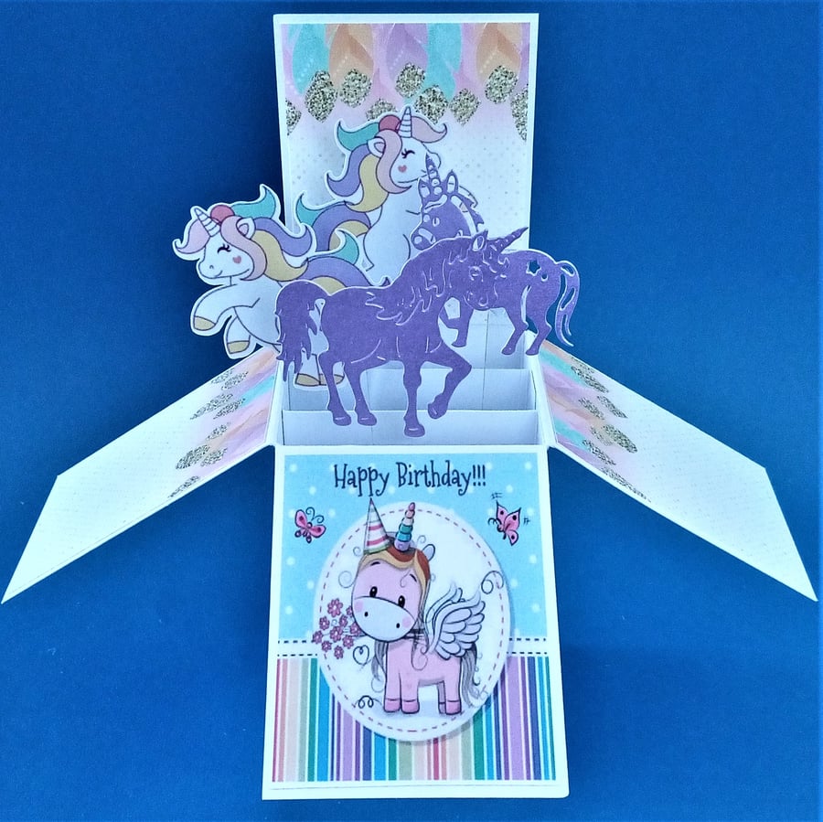 Unicorn Girls Birthday Card 