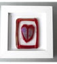  Fused Glass Heart Dichroic Picture Box framed Red 002 - Image 1