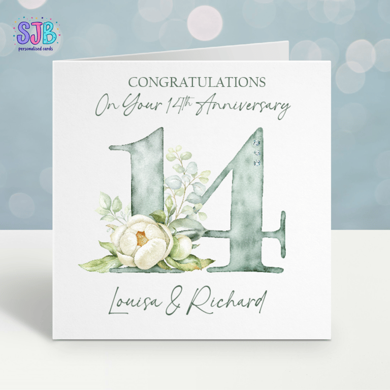 Handmade Personalised 14th Wedding Anniversary Card