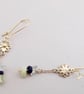 Daisy Flower Drop Earrings Jade, Yellow Quartz & Blue Wood Bead  - Image 8