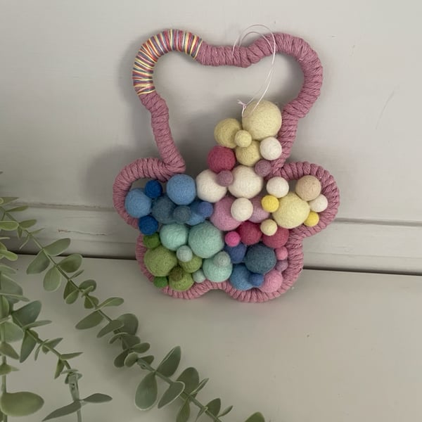 Teddy fibre nursery wall art, playroom decor, baby shower, toddler, new mum 