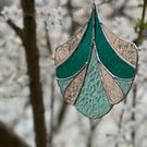 Blush Emerald Art Deco stained Glass Suncatcher - perfect gift for her