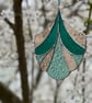 Blush Emerald Art Deco stained Glass Suncatcher - perfect gift for her