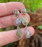 Sapphire and silver long dangly mismatched stud earrings - Image 1