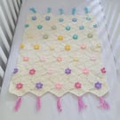 Pastel Rainbow Flower Crochet Baby Blanket