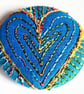 One Inch Badge Heart Fabric Badge with Free Machine Embroidery 