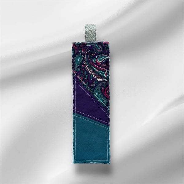 Quilt Purpule and teal Paisley print fabric Bookmark