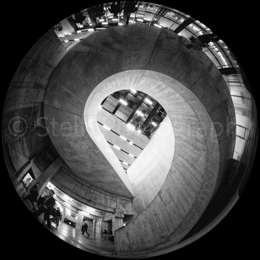 Black and white minimalist staircase at Tate Modern London fine art