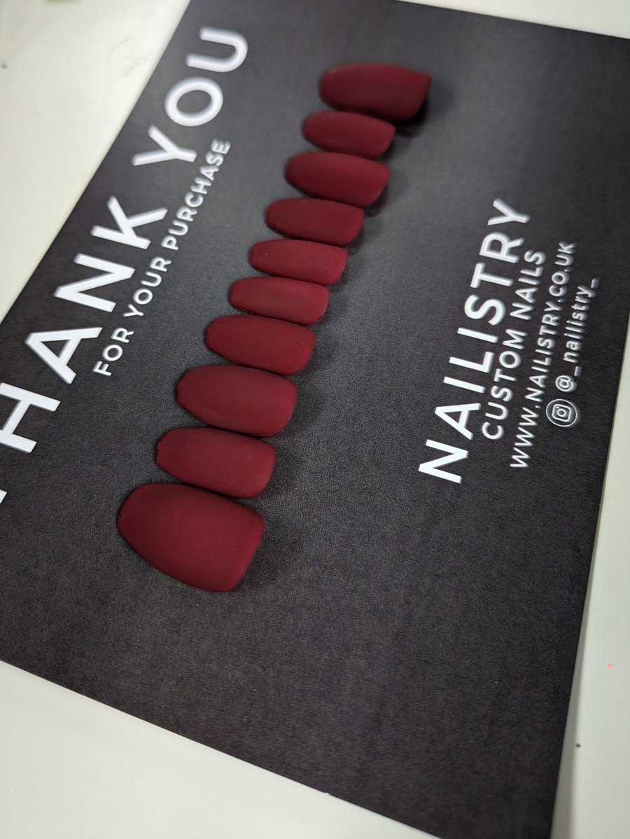 Dark red matte nail design, Nailistry, UK Nail Artist