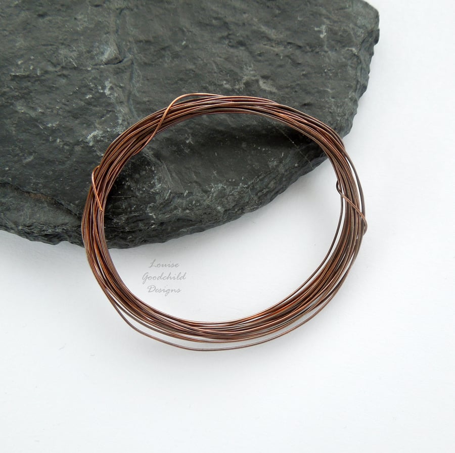Antique copper wire, hand patinated, 0.5mm oxidised wire jewellery crafts