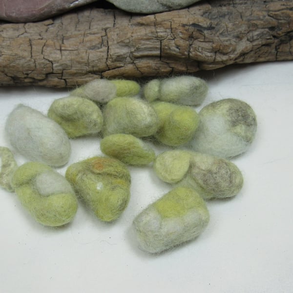 Small Multicolour Yellow Grey Natural Dye Felt Nuggets