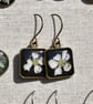 Hypoallergenic Real Hawthorn Flower Resin Earrings, Titanium Ear Hooks - Image 2