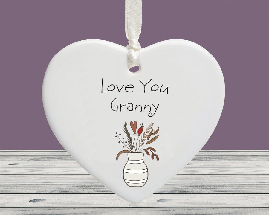 Love You Granny Ceramic Keepsake Heart - Grandma and Nana Appreciation Gift