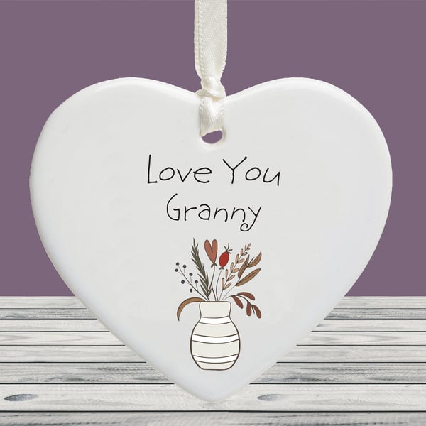 Love You Granny Ceramic Keepsake Heart - Grandma and Nana Appreciation Gift