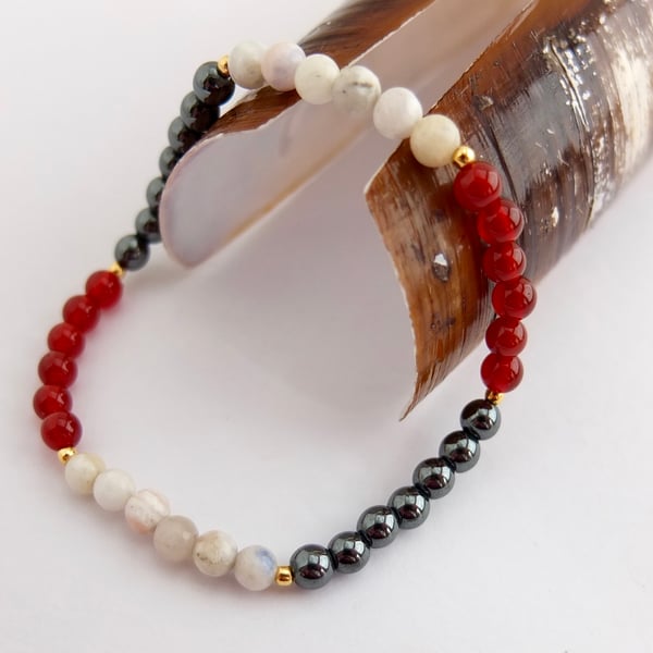 Carnelian, Hematite and White Sodalite Bracelet -Seconds Sunday