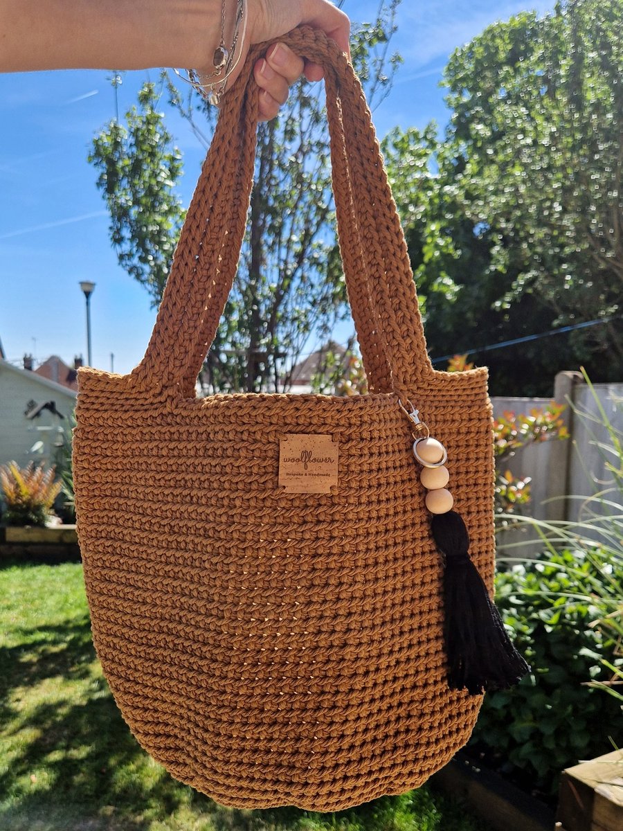 Brown Crochet Shoulder Tote Bag. A Perfect Gift For Her, Mum, Sister or Friend!