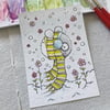 snow bee - original aceo