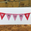 Mum happy birthday bunting card & gift, detachable mini bunting, Mother’s Day