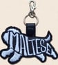 Maltese Keyring - Embroidered Dog Word Art Bag Charm - Image 3