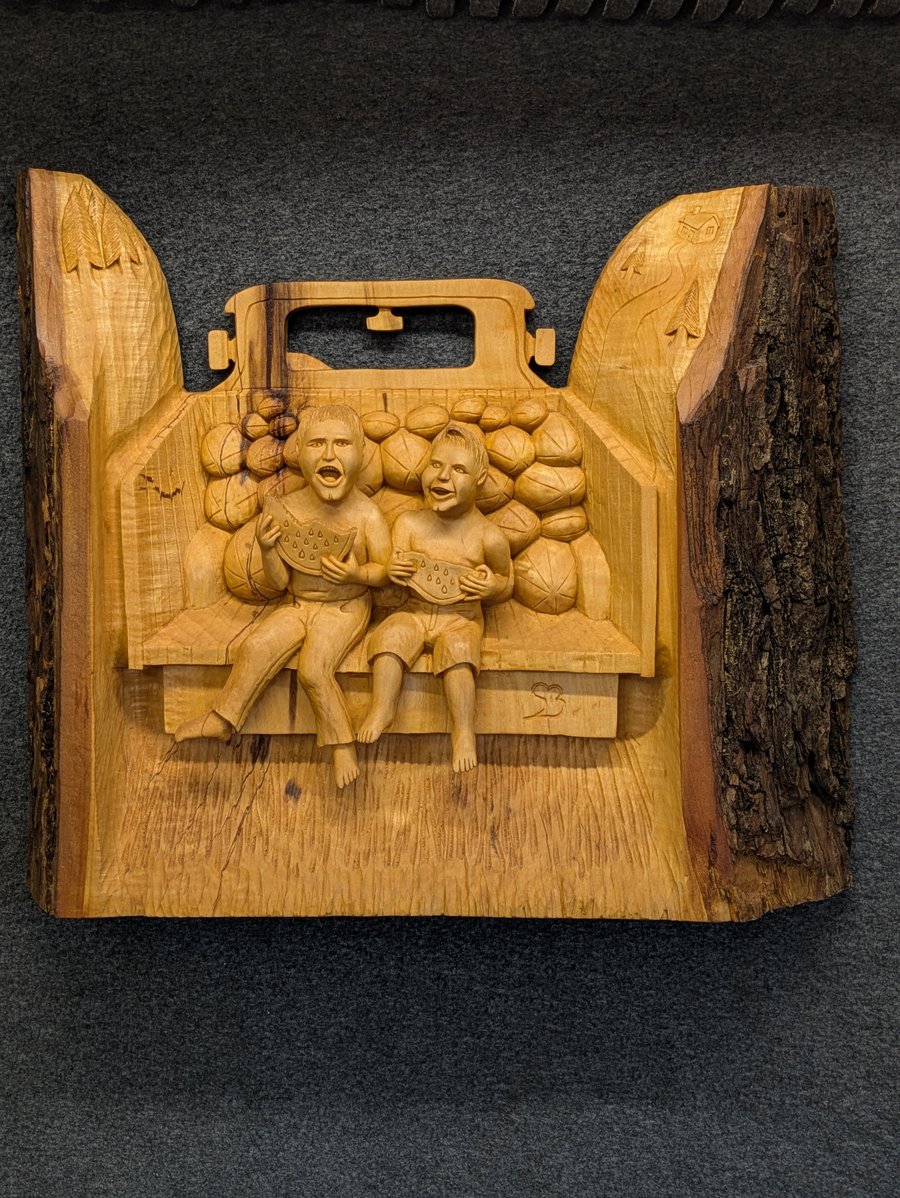 Hand carved wooden picture 