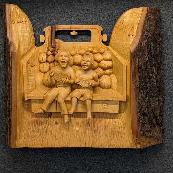 Hand carved wooden picture 