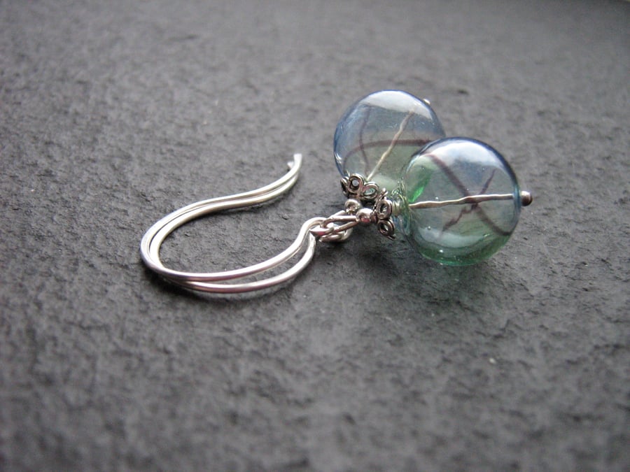 Bubble Glass Earrings - Blue-Green