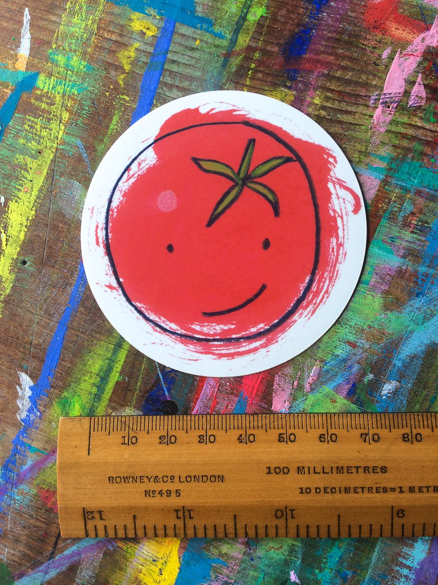 Happy Tomato Laptop Sticker by Jo Brown