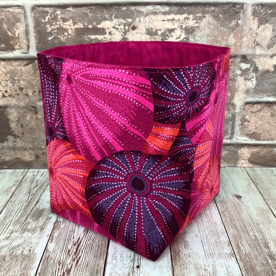 Sea Urchins Fabric Basket, Storage bin, Handmade, Seaside